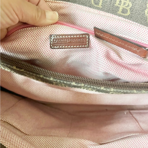 Dooney & Bourke Signature Jacquard Brown Tan Logo Canvas Satchel Purse Classic M - Picture 9 of 12